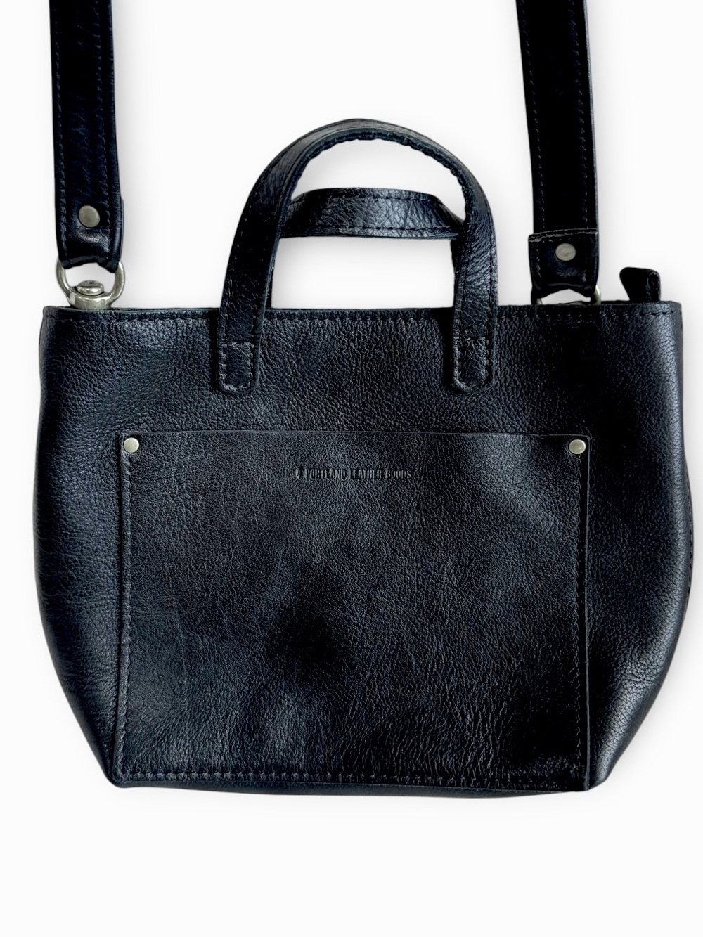 Portland Leather Goods Crossbody Tote in Pebbled Black